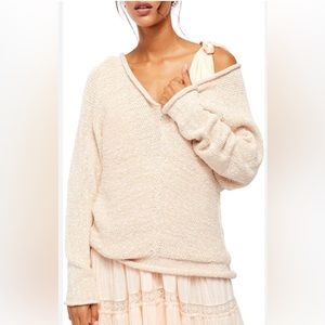 NWOT free people bright lights oversized sweater .size Large color:chamoix tan